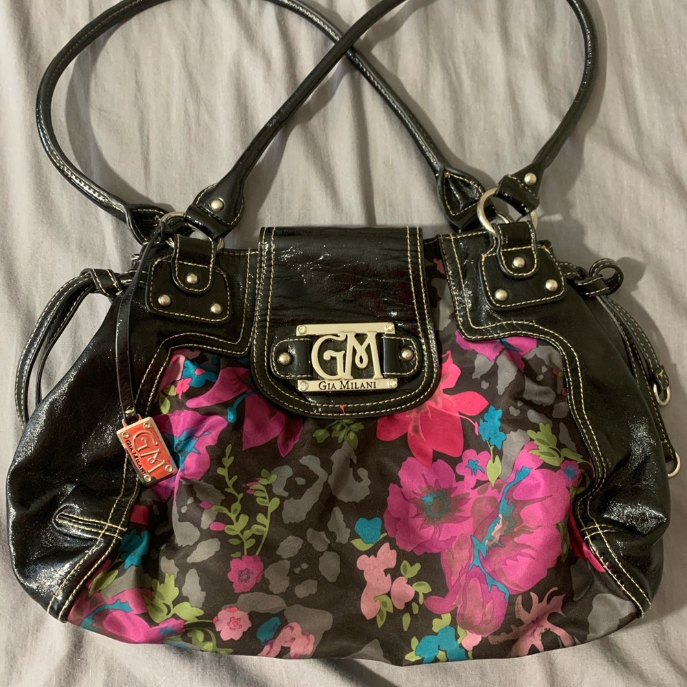 Gia Milani black and floral purse